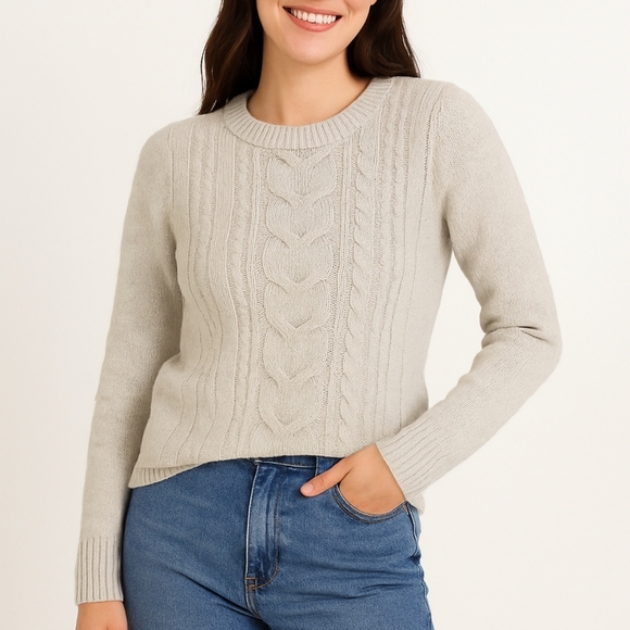Tommy Hilfiger Cable Knit Sweater Size Small Light Grey - Picture 1 of 15